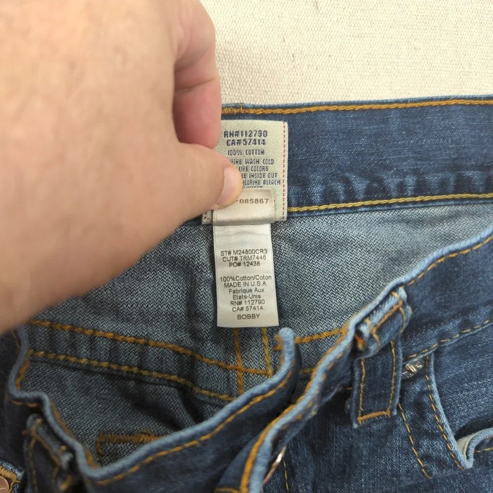 True Religion Jeans Mens 32x29 Blue Bobby Straight Dark Wash Hemmed